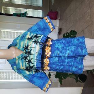 Hawaiin Togs xl unisex Beach scape print button down half sleeve